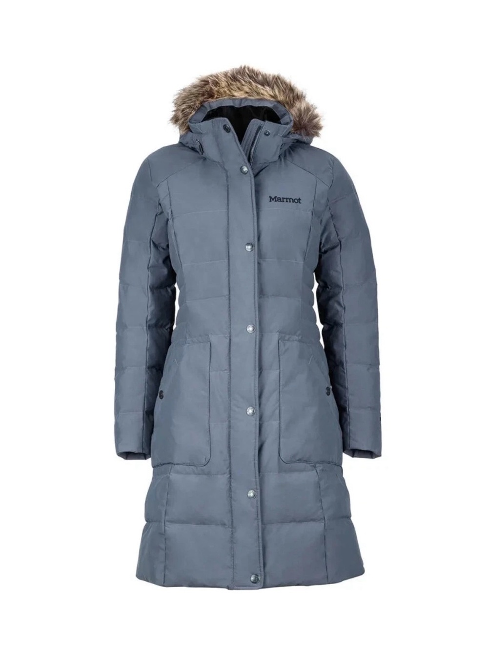 Marmot Clarehall Fur Trim Hood Jacket Steel Onyx